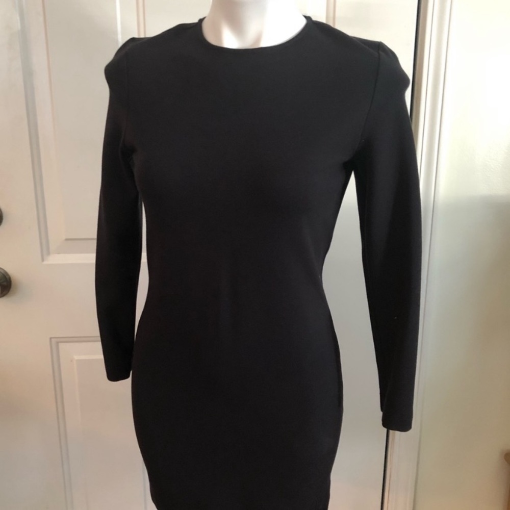 Amour Vert Ponte Knit Shift Dress Black Sz Medium